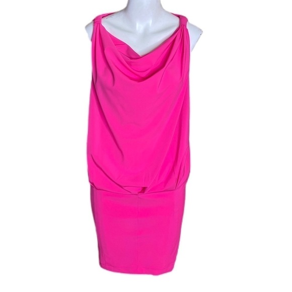 Rachel Rachel Roy Hot Pink Sleeveless Dress Draped Neck Size S - Picture 1 of 9